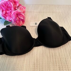Warners Blissful Benefits Smooth Sides Underwire Lightly Lined Black Bra NWT 38C